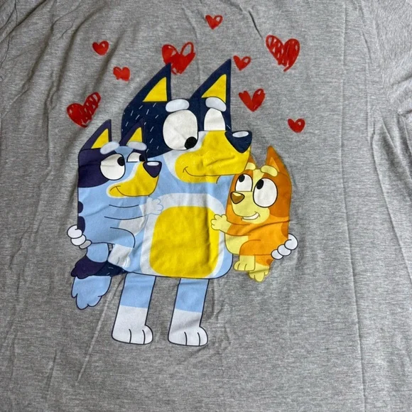 Bluey Adult Graphic T-Shirt Grey Cartoon Tee XL - Picture 3 of 7